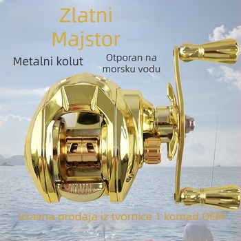 Kalio kolut za ribolov s bubnjem, otporan na morsku vodu, dugi zabačaji, metalna špulja u obliku kapljice