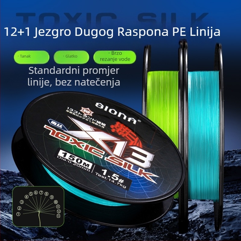 Glavna ribolovna linija, PE materijal, čvrstoća 8–60 kg, brend SIONA