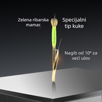 Ribolovni rig s dvostrukim udicama, bez čvora, od najlonske niti