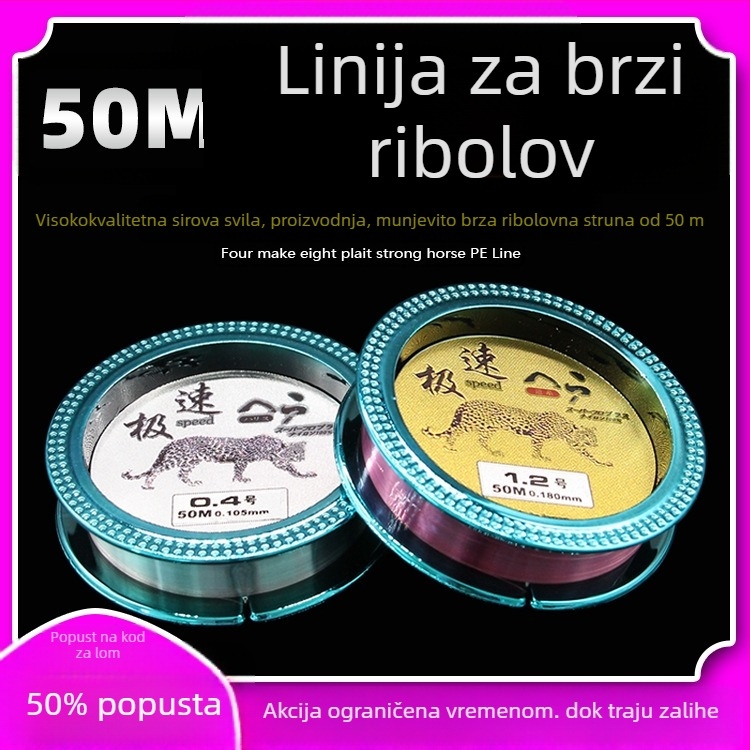 50 m najlon za glavnu liniju i predvez, visoke čvrstoće