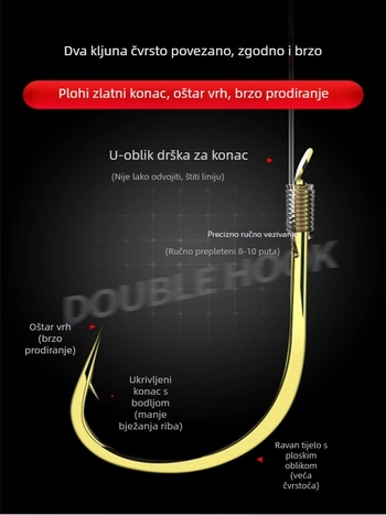 Set linije za ribolov s vertikalnim plutačem i dvostrukim udicama, spreman za uporabu, glavna linija uključena (Materijal: svilnato cvijeće; Duljina: Drugo; Mjesto ribolova: Drugo)