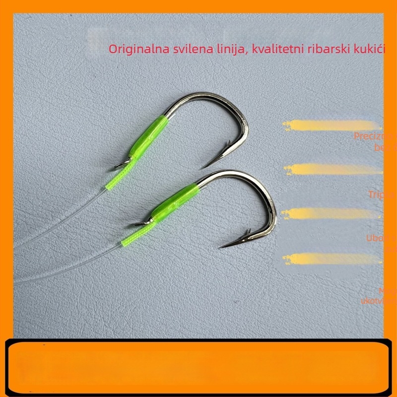 Najlon bezuzlna ribolovna oprema s perlama i dvostrukim udicama, ojačana