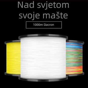 PE glavna ribolovna linija, pletena od 4 i 8 vlakana, duljina 1000 m, visoke napetosti, otporna na ugriz i abraziju