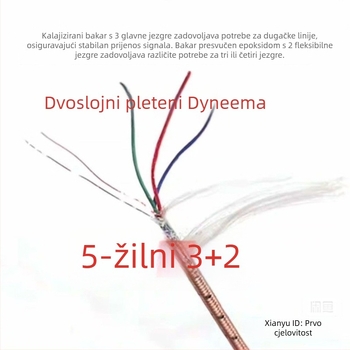 1,35 mm Dvostruki sloj Dyneema Pleteni Kabel s Tinovanim Cu Jadro, 2 Emajlirana Cu Žica za Napetost 120 kg