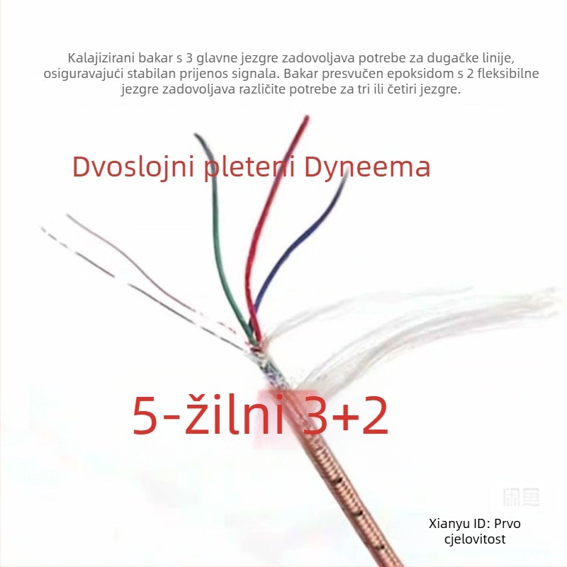 1,35 mm Dvostruki sloj Dyneema Pleteni Kabel s Tinovanim Cu Jadro, 2 Emajlirana Cu Žica za Napetost 120 kg