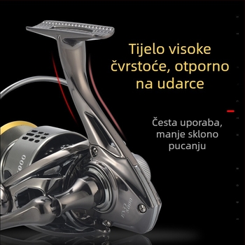 Komelon metalni ribolovni navijač s CNC ručkom i metalnom špulom, spinning navijač na navoj