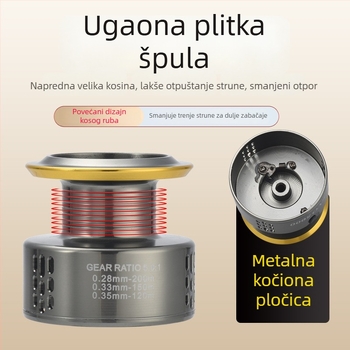 Komelon metalni ribolovni navijač s CNC ručkom i metalnom špulom, spinning navijač na navoj