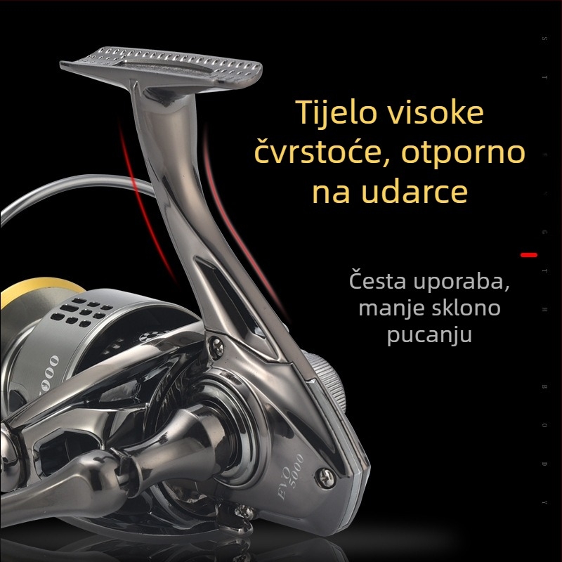 Komelon metalni ribolovni navijač s CNC ručkom i metalnom špulom, spinning navijač na navoj