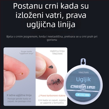 Sakurata karbonska podlinija za ribolov, snažna čvrstoća, 10 komada