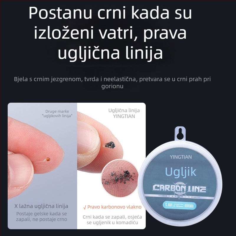 Sakurata karbonska podlinija za ribolov, snažna čvrstoća, 10 komada