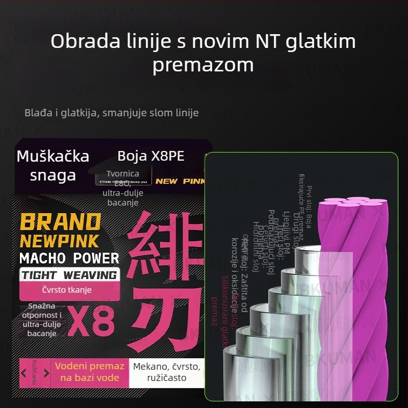 BKUMAN PE glavna ribolovna linija, nosivost 3–33 kg, pakiranje 100 kom