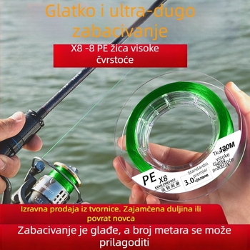 PE glavna linija za duga bacanja, pomoćna linija, najlon linija za mamce, izuzetno glatka X8 linija