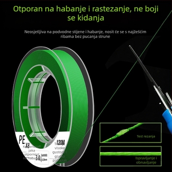 PE glavna linija za duga bacanja, pomoćna linija, najlon linija za mamce, izuzetno glatka X8 linija