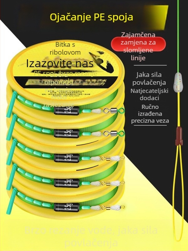 Set glavne ribolovne linije s PE ojačanjem, ručno vezana najlon linija