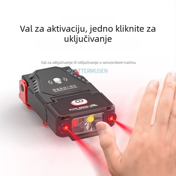 Punojiva LED čelna lampica za noćni ribolov, s klipom za kapu, 360° rotacija, domet 100–200 m