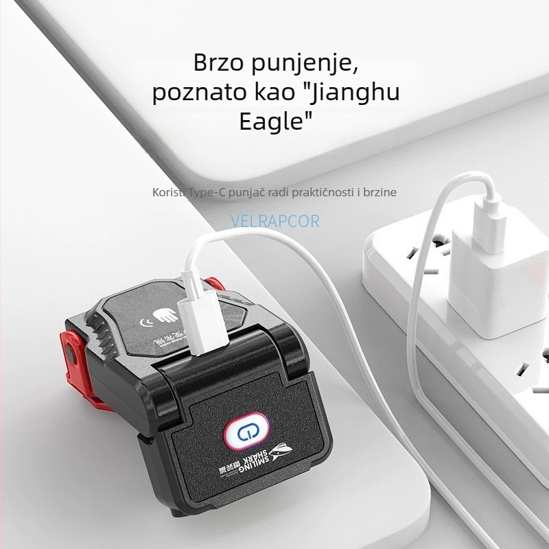 Punojiva LED čelna lampica za noćni ribolov, s klipom za kapu, 360° rotacija, domet 100–200 m