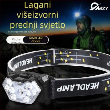 LED čelna svjetiljka za outdoor aktivnosti, napajanje 3x AA, LED izvor svjetla, moguć tisak logotipa, domet 100–200 m
