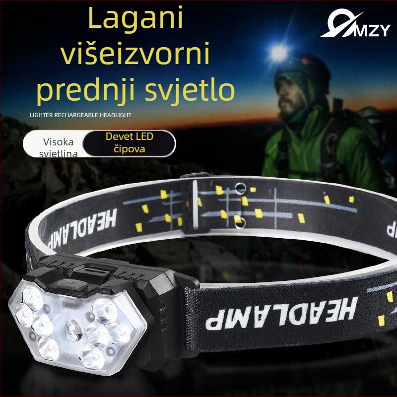 LED čelna svjetiljka za outdoor aktivnosti, napajanje 3x AA, LED izvor svjetla, moguć tisak logotipa, domet 100–200 m