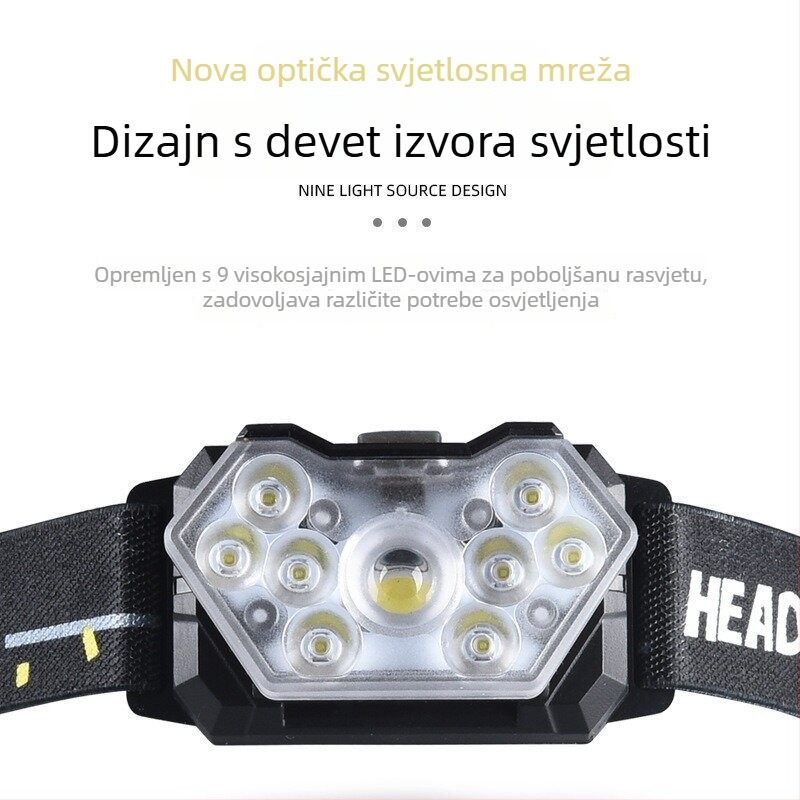 LED čelna svjetiljka za outdoor aktivnosti, napajanje 3x AA, LED izvor svjetla, moguć tisak logotipa, domet 100–200 m