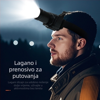 LED čelna lampica za noćni ribolov – 50W, 2800mAh litijeva baterija, LED svjetlo, domet 200–500 m, Janomine