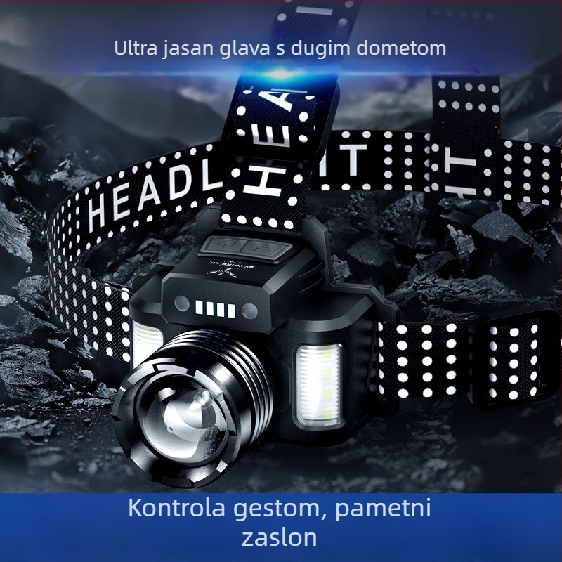 Skyfire čelna LED svjetiljka s aluminijskim tijelom, ultra jaka LED, ugrađena punjiva baterija, laserski modul, za kampiranje i noćni ribolov, domet 200–500 m