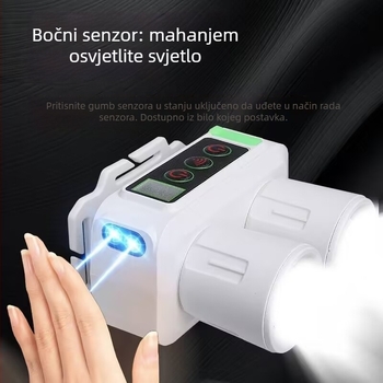 Ribolovna čelna lampica s LED-om, dvostruki izvor svjetla, 10W, kapacitet baterije 1500, 360° rotacija, domet 200–500 m