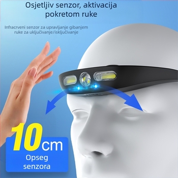 Čelna lampica za outdoor sportove | XPG COB svjetlo, punjiva baterija, domet 100 m, trajanje 2,5 h, vodootporna