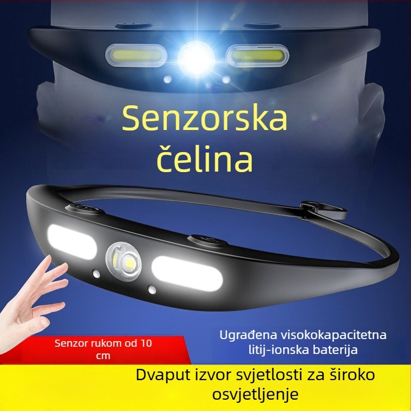 Čelna lampica za outdoor sportove | XPG COB svjetlo, punjiva baterija, domet 100 m, trajanje 2,5 h, vodootporna