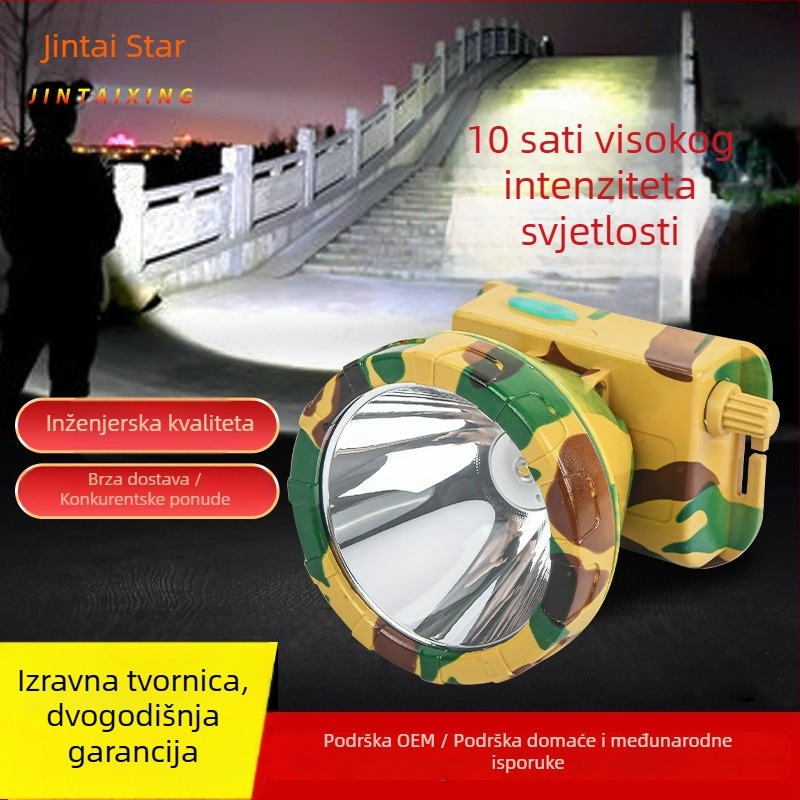 LED čelna lampica, 10W, punjiva 2000mAh, vodootporna, domet do 500 m, ABS kućište