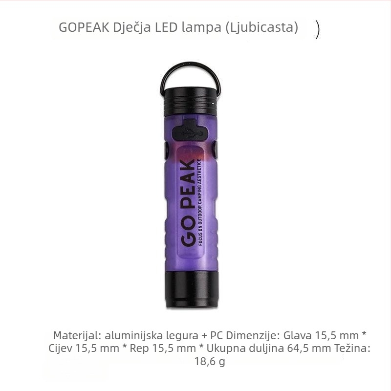 GOPEAK Prijenosna vanjska LED svjetiljka, tijelo od aluminijske legure, uključen punjač