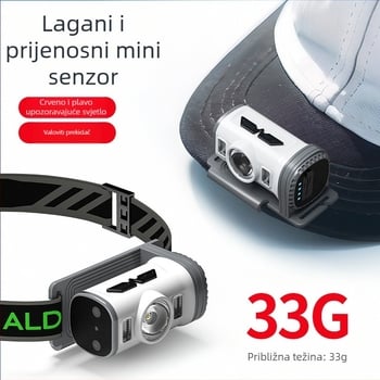 LED čelna lampica za kampiranje s klipom na kapu, punjiva, 3,7 V, 800 mAh, domet 100–200 m