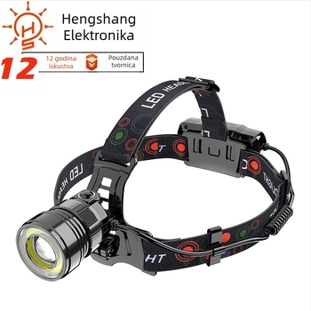 Induktivna LED čelna lampica za ribolov, ABS kućište, 5W, COB LED, 4000mAh, domet >500 m