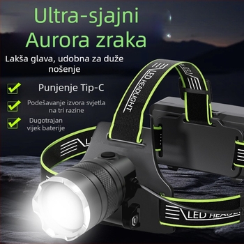 Field Path LED čelna svjetiljka od aluminijske legure s podesivim fokusom, punjiva, 10W, 2400mAh, nosiva na glavi, domet 200–500 m
