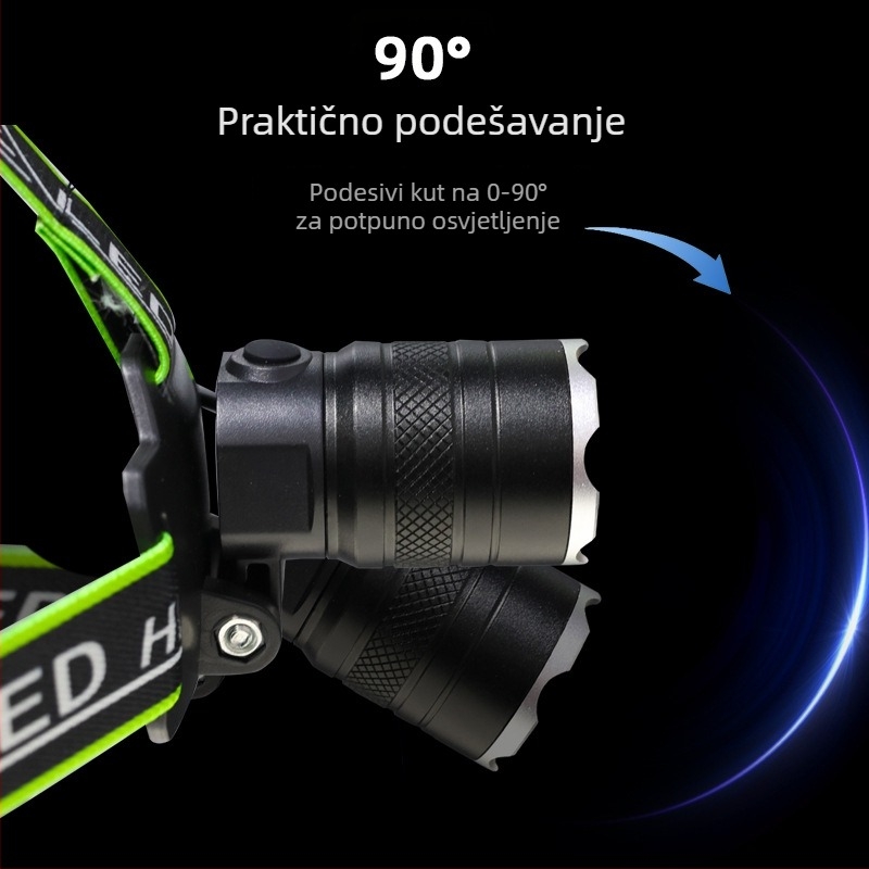 Field Path LED čelna svjetiljka od aluminijske legure s podesivim fokusom, punjiva, 10W, 2400mAh, nosiva na glavi, domet 200–500 m