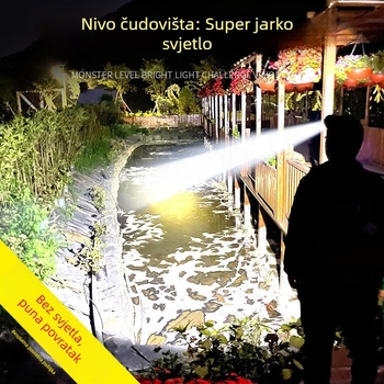 Napajana čelna lampica s pet LED-ova za vanjsku uporabu — ultrajaka, dugi domet, za noćni ribolov