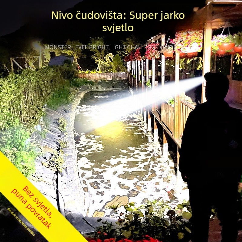 Napajana čelna lampica s pet LED-ova za vanjsku uporabu — ultrajaka, dugi domet, za noćni ribolov