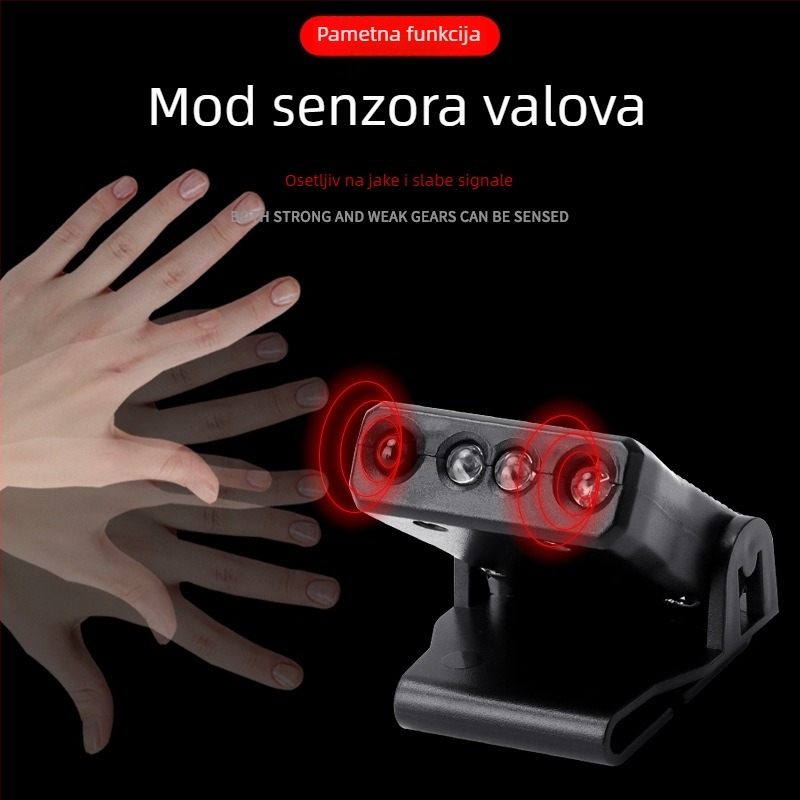 LED čelna lampica s USB punjenjem, 5W, baterija cca 500 mAh, vodootporna, 360° rotacija, za noćno pecanje
