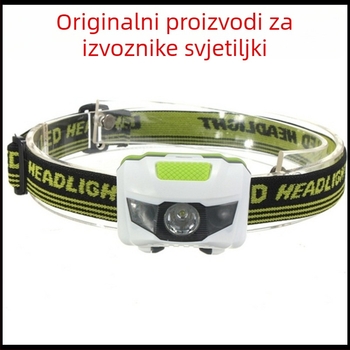 Mini vanjska LED čelna svjetiljka, 1W LED, baterija 3×AAA, 360° rotacija, domet 100–200 m