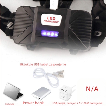 Čelna LED svjetiljka COB, dvostruko osvjetljenje, 10W, baterija 2000mAh, ručno napajanje