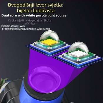 Čelna lampica za kampiranje s dvostrukim izvorom svjetla, USB punjenje, senzor aktivacije, 20W, baterija 1500 mAh, domet preko 500 m