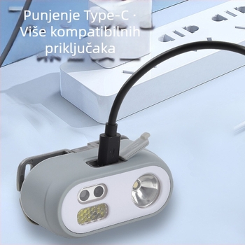 Čelna LED+COB lampica, Punjiva 5W, 1200mAh, vanjska noćna ribolovna rasvjeta, domet 200–500 m