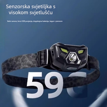 LED čelna lampica za vanjsku upotrebu, punjiva, vodootporna, domet snopa 200 m, trajanje osvjetljenja 5–10 sati