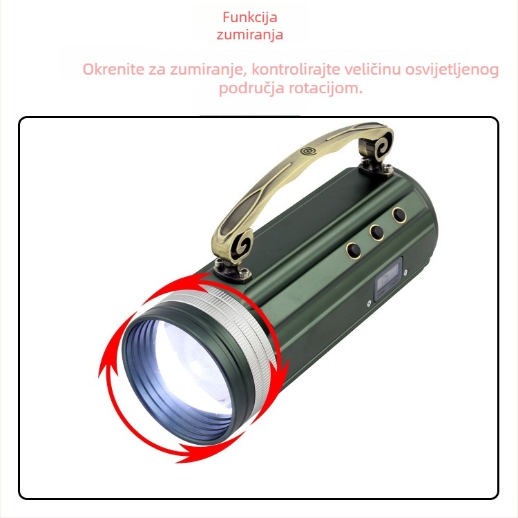 Noćna ribolovna LED svjetiljka – aluminijsko tijelo, 25W, 18000mAh, domet 200–500 m