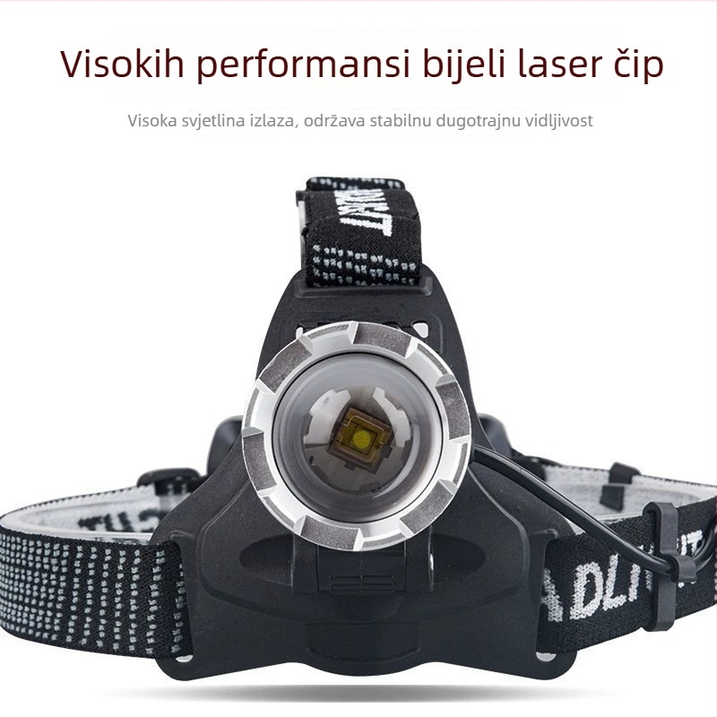LED čelna lampica s USB punjenjem, prilagodljivo fokusiranje, vodootporna, domet do 500 m