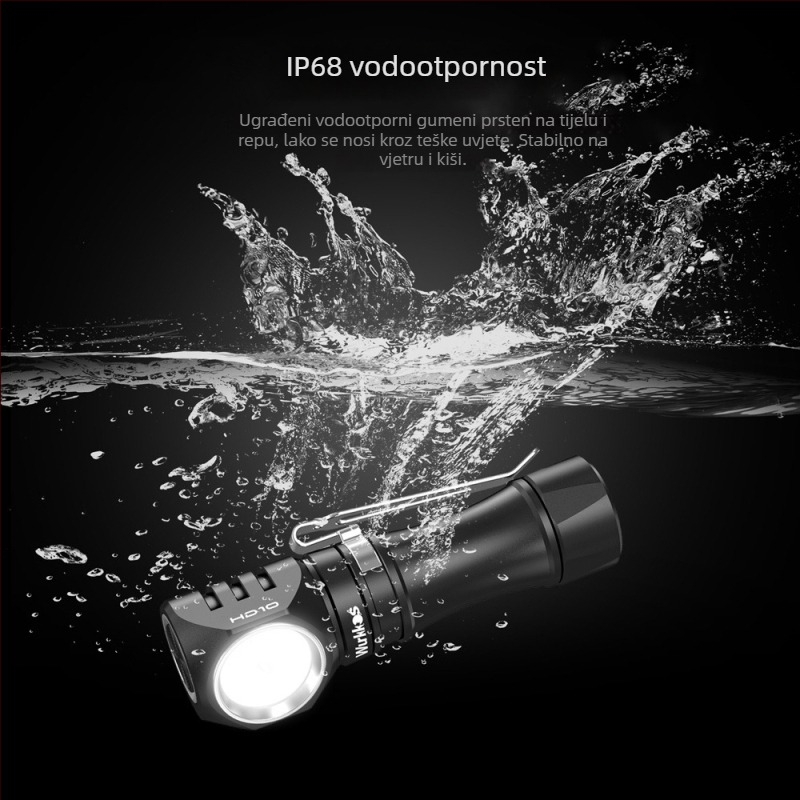 Čelna lampica HD10, LED, 1200 lm, domet 100 m, 46 g, napajanje baterijom