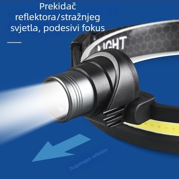 Vanjska LED čelna svjetiljka sa zumom, aluminijska legura, punjiva, domet 100–200 m