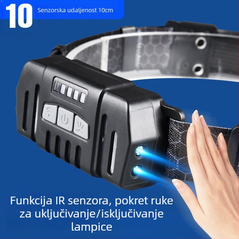 Vanjska LED čelna svjetiljka sa zumom, aluminijska legura, punjiva, domet 100–200 m