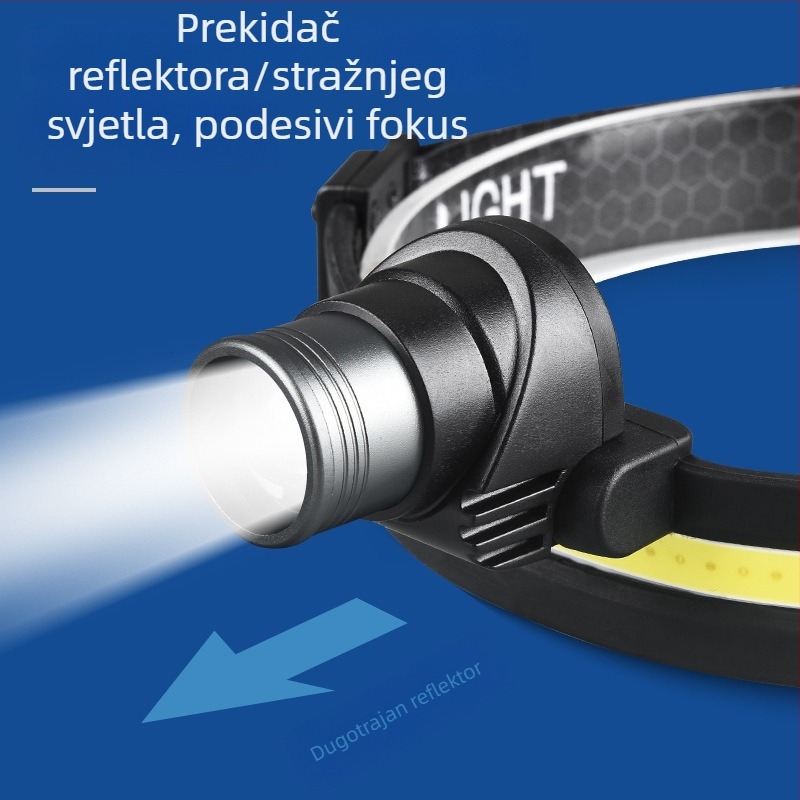 Vanjska LED čelna svjetiljka sa zumom, aluminijska legura, punjiva, domet 100–200 m