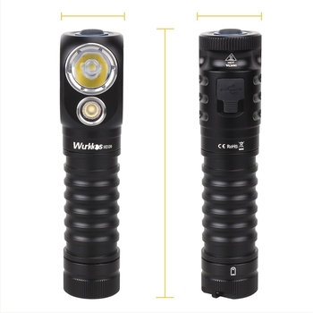 WURKKOS LED čelna lampica — aluminijski spoj kućišta, 5000mAh baterija, USB-C punjenje, 20W snaga, domet 100-200 m