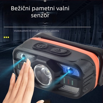 LED čelna lampa, punjiva, 1200mAh Li‑ion baterija, 10W, visoka svjetlost, domet 200–500 m
